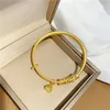 Bangle Exquisite Vintage Bracelet With Lotus Breed Pendant Alloy Gold Plated Gift For Women Jewelry Accessories