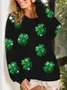 Felpe con cappuccio da donna Y2k Felpa da donna irlandese St Patricks Day Shamrock Clover Manica lunga Girocollo Camicie Losse Fit Top Pullover