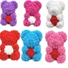 25cm Rose Bear Artificial Flowers with bear Christmas Valentines Day Gift Birthday Present For Wedding Party 240122