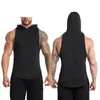 Herren-Tanktops für Frühling und Sommer, einfarbig, mit Kapuze, ärmellos, Herren-Nachthemden zum Schlafen, T-Shirt mit V-Ausschnitt, für Männer, Workout