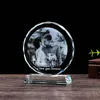 Cadre Po en verre cristal de forme ronde personnalisée, Figurines personnalisées, cadeaux d'anniversaire pour amis, décoration de maison, 240202