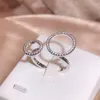 Cluster Rings Creative Irregular Double Large Round Full Diamond Couple Ring For Women Geometric Silver-Plated Valentine's Day Gift Jewelry