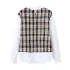 Taop Za Early Spring Product Womens Fashion and Casual Versatile Loose Plaid Pattern Patched Shirt 240127