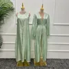 Roupas étnicas Marrocos Caftan Muçulmano Abaya Mulheres Vestido 2 Peça Conjunto Abayas Vestidos Beads Dubai Árabe Cetim Kimono Cardigan Robe Outwear