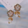 Dangle Earrings MeiBaPJ 6-7mm Natural Round Pearls Fashion Flower Drop DIY 925 Silver Holder Fine Wedding Jewelry For Women