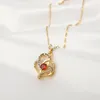 Pendant Necklaces Exquisiteand Fashionable Double Heart Letter Ruby Necklace For Women Birthday Gift Christmas Family And Friends