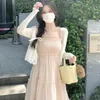 Korean Fashion Womens Summer Y2k Fashion Sleeveless Lace Loose Pink Casual Midi Dress Elegant Sukienka 240210