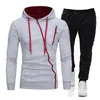 Tute da uomo Completi con cappuccio Cerniera obliqua Giacche Pantaloni sportivi Tuta da uomo Abbigliamento sportivo casual da esterno