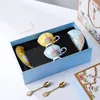 Mugs Guochao Style Bone China Coffee Cup And Plate High-end Luxury Household Afternoon Tea Set Couple Gift Box