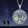 Pendentif Colliers Triple Lune Déesse Amulette Pentagramme Urne Collier Pour Cendres Femmes Arbre De Vie Bijoux De Crémation