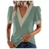 Women's T Shirts V-Neck Lace Loose Top Hollowed Out Short Sleeve T-Shirt Cropped Y2k Tops Cute Tank Luxury Clothes Women Crop