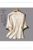 Frauen Blusen Drucken Blume Chinesischen Stil Elegante Drei Viertel Bluse Hemd Koreanische Mode Weibliche Top 2024 Sommer E25