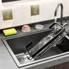 Space Aluminium Kitchen Storage Rack Sink Drain Svamp Organiser Hängande Soap Drainer Shelf Basket Badrum Shampo hyllor 240125