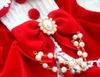 Vêtements de chien faits à la main adorables vêtements pour animaux de compagnie fournitures pour animaux de compagnie robe de princesse lolita poupée de Noël de luxe perles de velours rouge accessoires d'arc maltais