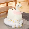 Creative Realistic Swan Chick Family Plush Toy Mother and Baby Life Animal Stuffed Doll With Nest Kids Child Comforting Gift 240202