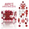 Décoration de fête 88pcs ornements de balle de Noël bauble décorations d'étoiles pour le mariage de vacances NAVIDAD 2024 ans Boîte cadeau Noel