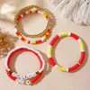 Braccialetti a maglie Go2boho 5 pezzi Set di gioielli Heishi Regali per l'anno 2024 Bracciale con perline in argilla placcata oro 18 carati per le donne San Valentino Alla moda