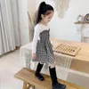 Girl Dresses 2024 Spring Arrival Children Dress Kids Clothes Fashion Cotton Long Sleeve Patchwork Plaid Party 2-7T