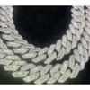 Säljer 15mmt Square 925 Silver Inset Moissanite Hip Hop Cuban Chain Mai Ah Secret Simulation Drill Collar