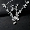 Ketting Oorbellen Set Oorbel Strass Decor Bloemvorm Uithollen Hangende Bruid Sieraden Feest Schoolfeest