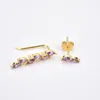 Studörhängen Andywen 925 Sterling Silver Gold Purple Milk Gemstone Climber Earring oregelbundna piercing Pendientes Woemn Fashion Jewels