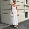 Casual Jurken Tossy Wit Slanke Backless Halter Vrouwen Satijn Mode Elegant Party Looks Maxi Jurk Hoge Taille Vrouwelijke Lang