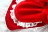 Vêtements de chien faits à la main adorables vêtements pour animaux de compagnie fournitures pour animaux de compagnie robe de princesse lolita poupée de Noël de luxe perles de velours rouge accessoires d'arc maltais