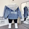 Baby Jungen Mädchen Baumwolle Denim Kapuzejacke Kind Kleinkind Kind Jean Coat Frühling Herbst Outwear Kleidung 312y 240122