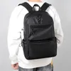 A 14 Inch Men's Backpack Large Capacity Travel Leisure Solid Color Pu Computer Backpack Fashion Men And Women Students Schoolbag 240119