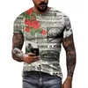 Herren T-Shirts Herren Vintage Old Speer Print T-Shirt Freizeit Kreatives Muster T-Shirt Männer Personalisierte Straße Kurzarm Mode Sommer Top