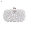 Bolsas de cintura Bolso de embrague de perlas de mujer Promoción Bordado Rhinestone Fiesta de noche Color blanco Bolsos de hombro