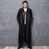 Lautaro Long black leather trench coat men long sleeve double breasted spring autumn plus size pu leather mens clothing 6xl 7xl 240119