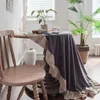 French Romantic Simple Ruffle Tablecloth Cotton Linen Table Cover American Round Tea Literary Retro Party Decoration 240127