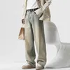 Erkek Kot Korece Sokak Giyim Birçok Pantolon Düz Geniş Bacak Baggy Moda Vintage Pantolon Erkek Giysiler