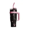 Bottiglia thermos per acqua fredda in acciaio inossidabile Bottiglie di paglia rosa nera Boccette per vuoto per amanti ad alta capacità Regalo di San Valentino 240130