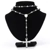 Kedjor Fashion Jesus Cross Halsband hänge för män silver-svart färg rostfritt stål Crucifix manliga kristna smycken