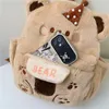 School Bags Khaki Plush Backpack Girls Korean Cute Bear Muilt Pocket Rucksack Women Embroidery Shoulder Bag College Style Student Schoolbag