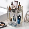 Storage Boxes Rotatable Makeup Rack Box Luxury Multifunctional Organizer Transparent Cosmetics Light