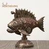 Northeuins hart Retro Steampunk Blackfish Figurines Black Whale Classic American Craft Home Living Room Office Decor Accessorie 240130