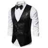 Men's Vests Vest V-neck Sequins Gowns Sleeveless Coats With Bow Tie Simple Slim Fit Suit For Parties Performances Clothing