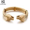 Bracelet loup Viking en acier inoxydable pour homme, fil de câble, couleur or/noir/argent, manchette Animal, bijoux pour hommes, 240124