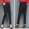 Kvinnors byxor hög midja elastiska lösa kvinnor harem cago streetwear svart last capris byxor koreanska kläder