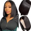 Krótkie proste peruki dla włosów dla czarnych kobiet 180 Gęstość Blue Frontal 240127