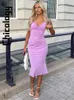 Casual Kleider Chicology Sling Spitze Patchwork Verband Sexy Bodycon Midi Kleid Elegante Party Streetwear Urlaub Geburtstag Sommer Frauen Outfit