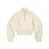 LC Hoodie Women's 2024 AutumnWinter Minimalistyczne swobodne zamek błyskawiczne High Neck krótki polar Top 240119