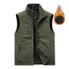 Men's Vests Mens Double-sided Camping Warm Fleece Multi-pocket Utility Casual Tactical Outerwear Outdoor Hiking Cargo Cotton