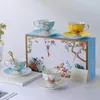 Mokken Guochao Stijl Bone China Koffiekopje En Bord High-end Luxe Huishoudelijke Afternoon Tea Set Paar Geschenkdoos
