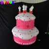 wholesale Rosa 6m20ftH Riesige aufblasbare Kuchendekoration „Alles Gute zum Geburtstag“ mit Kerze, individueller Kuchenballon für Partydekoration