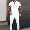 Men's Tracksuits 2024 High-end Casual Zipper Solid Color Fashion Lapel Pants Short Sleeve Spring Suit