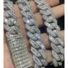 Säljer 15mmt Square 925 Silver Inset Moissanite Hip Hop Cuban Chain Mai Ah Secret Simulation Drill Collar